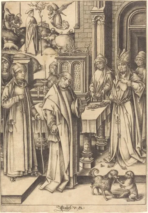 Framed Print : Joachims Sacrifice, c. 1490 / 1500. Creator: Israhel van Meckenem Framed Print : Joachims Sacrifice, c. 1490 / 1500. Creator: Israhel van Meckenem