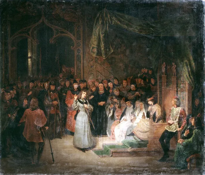 Framed Print : Joan of Arc before King Charles VII at Chinon, February, 1429 (c1811-1858) Framed Print : Joan of Arc before King Charles VII at Chinon, February, 1429 (c1811-1858)