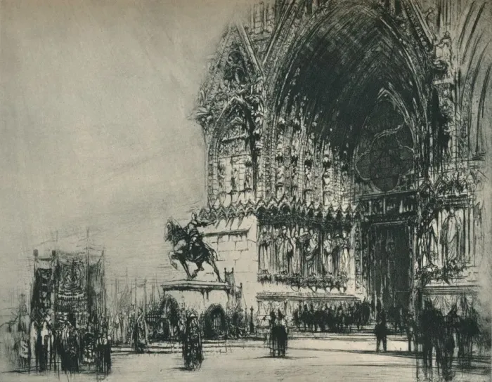 Framed Print : Joan of Arc, Rheims, 1928. Artist: William Walcot Framed Print : Joan of Arc, Rheims, 1928. Artist: William Walcot