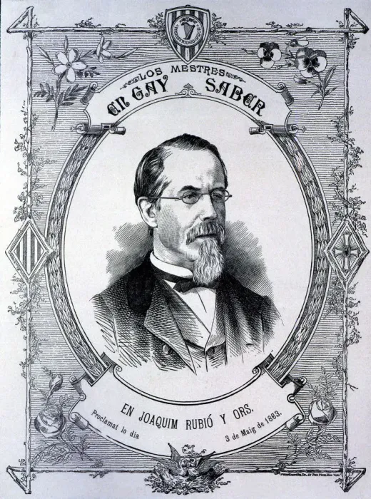 Framed Print : Joaquim Rubio i Ors (1818-1899), Catalan writer and professor proclaimed Mestre in Framed Print : Joaquim Rubio i Ors (1818-1899), Catalan writer and professor proclaimed Mestre in