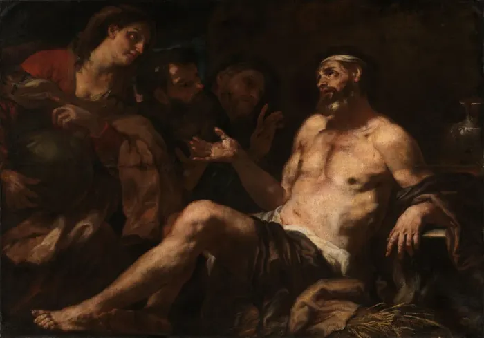 Framed Print : Job and His Comforters, 17th century? Creator: Luca Giordano Framed Print : Job and His Comforters, 17th century? Creator: Luca Giordano