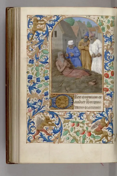 Framed Print : Job on the dunghill (Book of Hours), 1450-1499. Artist: Fouquet, Jean (workshop) Framed Print : Job on the dunghill (Book of Hours), 1450-1499. Artist: Fouquet, Jean (workshop)