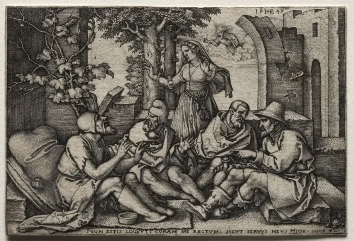 Framed Print : Job and His Friends. Creator: Hans Sebald Beham (German, 1500-1550) Framed Print : Job and His Friends. Creator: Hans Sebald Beham (German, 1500-1550)