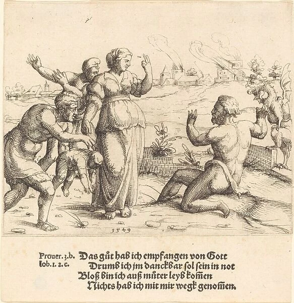 Job Learns of His Misfortunes, 1549. Creator: Augustin Hirschvogel