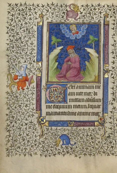 Framed Print : Job in Meditation; Book of Hours, about 1410. Creator: Unknown Framed Print : Job in Meditation; Book of Hours, about 1410. Creator: Unknown