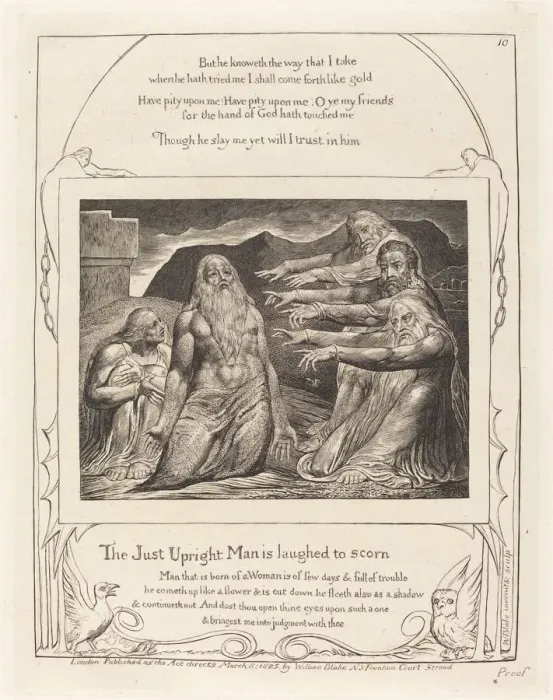 Framed Print : Job Rebuked by His Friends, 1825. Creator: William Blake Framed Print : Job Rebuked by His Friends, 1825. Creator: William Blake