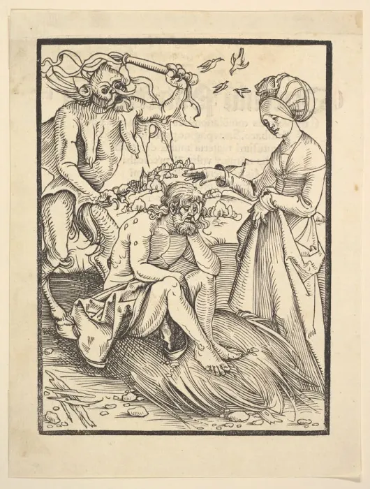Framed Print : Job Tempted by a Demon, 1509. Creator: Hans Baldung Framed Print : Job Tempted by a Demon, 1509. Creator: Hans Baldung