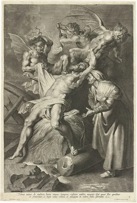 Framed Print : Job Tormented by Demons and Abused by His Wife. Creator: Lucas Vorsterman Framed Print : Job Tormented by Demons and Abused by His Wife. Creator: Lucas Vorsterman