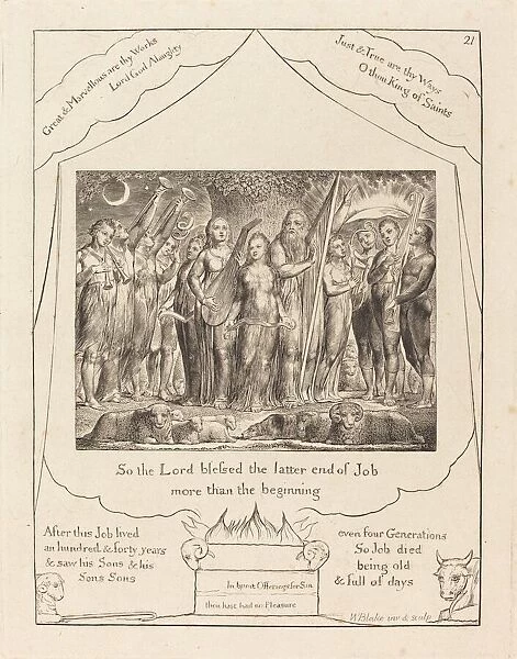 Job and His Wife Restored to Prosperity, 1825. Creator: William Blake