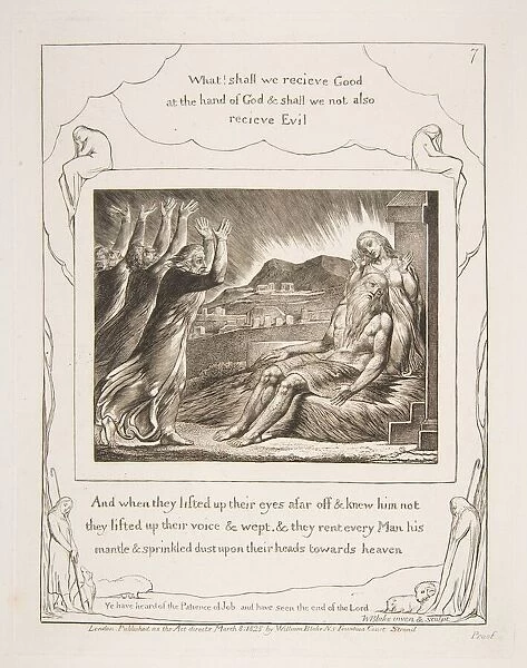 Job's Comforters, from Illustrations of the Book of Job, 1825-26. Creator: William Blake