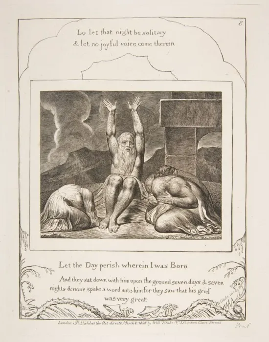 Framed Print : Jobs Despair, from Illustrations of the Book of Job, 1825-26. Creator: William Blake Framed Print : Jobs Despair, from Illustrations of the Book of Job, 1825-26. Creator: William Blake