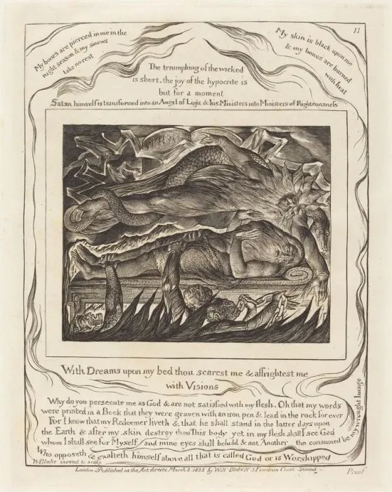 Framed Print : Jobs Evil Dreams, 1825. Creator: William Blake Framed Print : Jobs Evil Dreams, 1825. Creator: William Blake