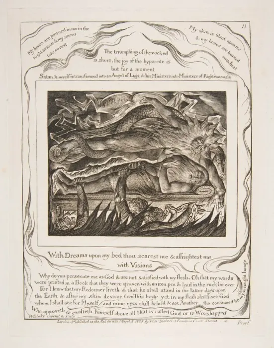 Framed Print : Jobs Evil Dreams, from Illustrations of the Book of Job, 1825-26. Creator: William Blake Framed Print : Jobs Evil Dreams, from Illustrations of the Book of Job, 1825-26. Creator: William Blake