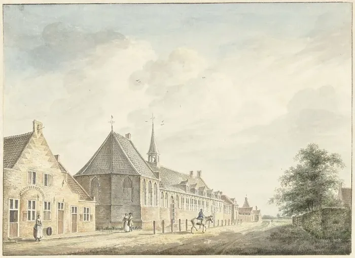 Framed Print : The Jobs-Gasthuis in Utrecht, 1745-1795. Creator: Jacobus Versteegen Framed Print : The Jobs-Gasthuis in Utrecht, 1745-1795. Creator: Jacobus Versteegen