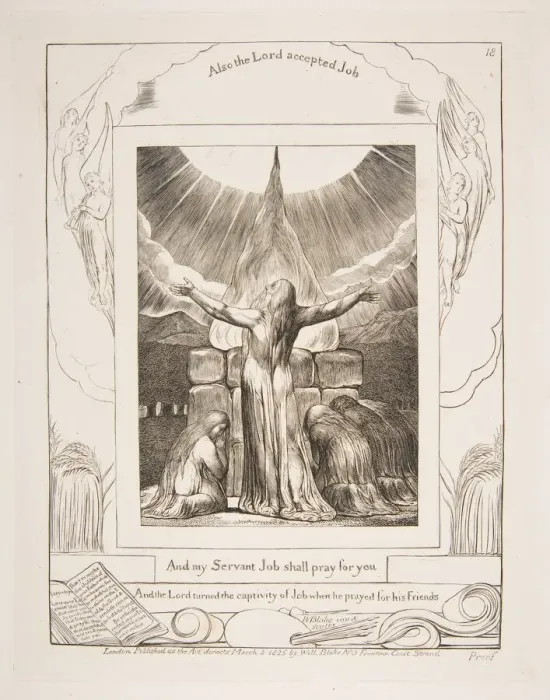 Framed Print : Jobs Sacrifice, from Illustrations of the Book of Job, 1825-26. Creator: William Blake Framed Print : Jobs Sacrifice, from Illustrations of the Book of Job, 1825-26. Creator: William Blake