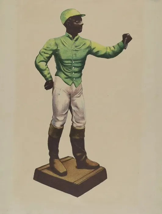 Framed Print : Jockey Hitching Post, 1935 / 1942. Creator: Unknown Framed Print : Jockey Hitching Post, 1935 / 1942. Creator: Unknown