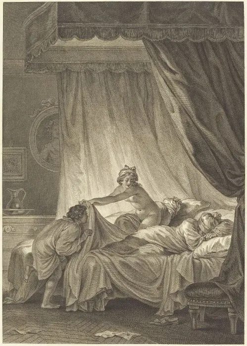 Framed Print : Joconde: Le lit. Creator: Charles Louis Lingée Framed Print : Joconde: Le lit. Creator: Charles Louis Lingée