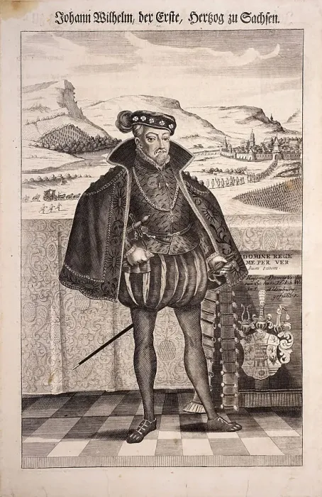 Framed Print : Johann Wilhelm (1530-1573), Duke of Saxe-Weimar, c. 1710. Creator: Marchand, Johann Christian (1680-1711) Framed Print : Johann Wilhelm (1530-1573), Duke of Saxe-Weimar, c. 1710. Creator: Marchand, Johann Christian (1680-1711)