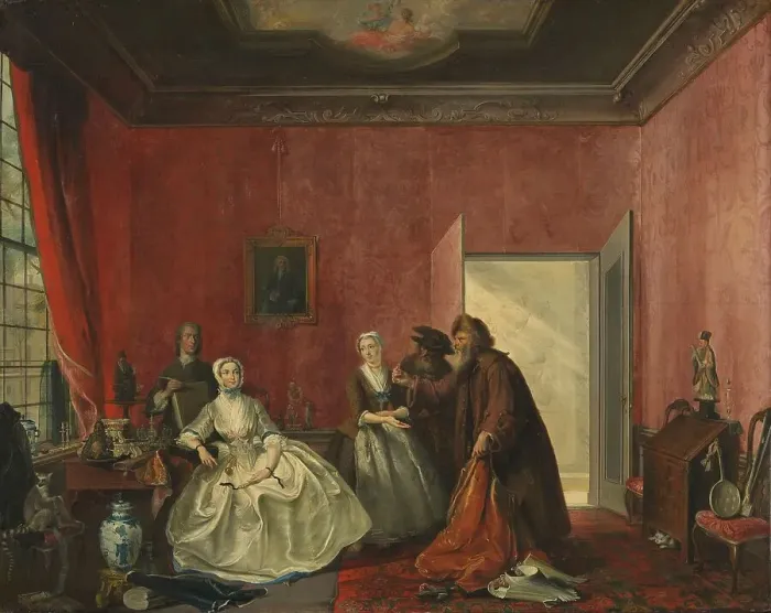 Framed Print : Johanna and the Jewish merchants, 1741. Creator: Cornelis Troost Framed Print : Johanna and the Jewish merchants, 1741. Creator: Cornelis Troost