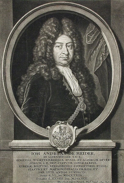 Johannes Andreas de Heider, Lawyer at Lindau, 1719. Creators: Elias Christoph Heiss, Bernhard Vogel