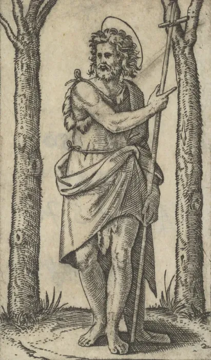 Framed Print : John the Baptist holding a staff, from the series Piccoli Santi (Small Saints)... ca Framed Print : John the Baptist holding a staff, from the series Piccoli Santi (Small Saints)... ca