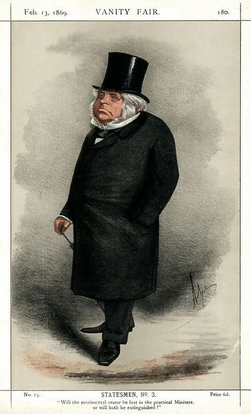 John Bright, British Radical and Liberal politician, 1869. Artist: Carlo Pellegrini
