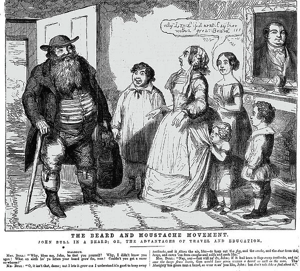 John Bull in a Beard; The Beard and Moustache Movement, 1854. Creator: George Cruikshank