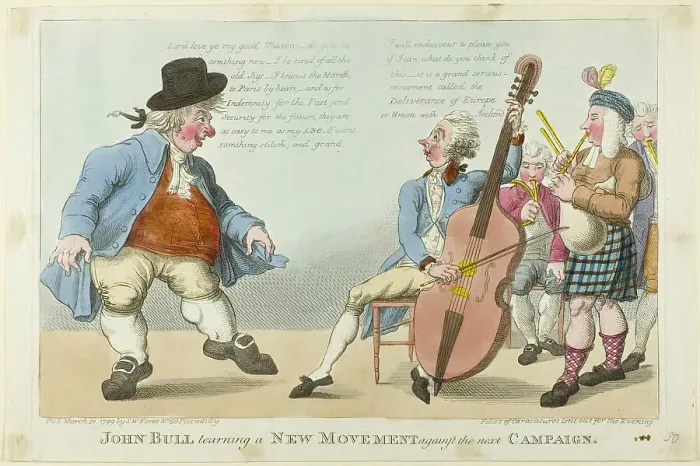 Framed Print : John Bull Learning a New Movement, published March 21, 1799. Creator: Unknown