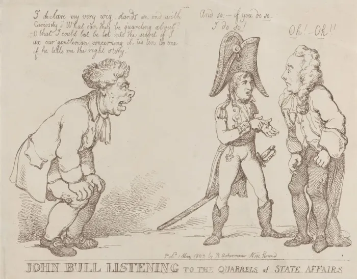 Framed Print : John Bull Listening to the Quarrels of State Affairs, May 1, 1803. May 1, 1803 Framed Print : John Bull Listening to the Quarrels of State Affairs, May 1, 1803. May 1, 1803