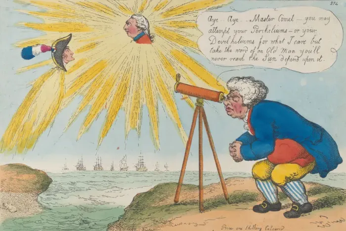Framed Print : John Bull Making Observations on the Comet, November 10, 1807. November 10, 1807
