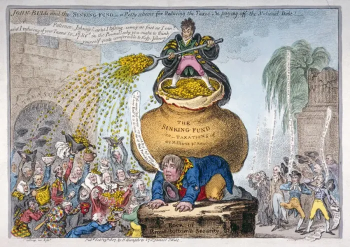Framed Print : John Bull and the sinking fund, 1807. Artist: James Gillray
