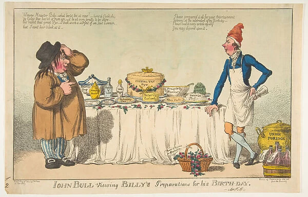 John Bull Viewing Billys Preparations for his Birth-day, May 18, 1802