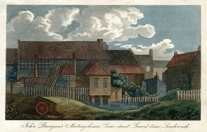 Framed Print : John Bunyans meeting house, Zoar-street, Gravel-Lane, Southwark, London, 1814 Framed Print : John Bunyans meeting house, Zoar-street, Gravel-Lane, Southwark, London, 1814