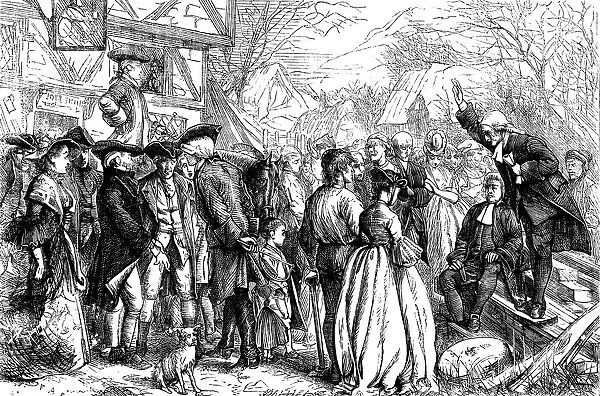 John and Charles Wesley preaching in the open air at Bristol, 1739 (1868). Artist: Francis Arthur Fraser