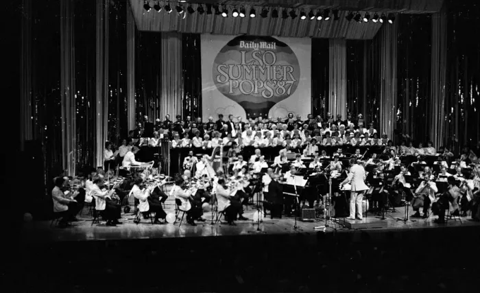 Framed Print : John Dankworth, LSO, Barbican, London, 1987. Artist: Brian O Connor Framed Print : John Dankworth, LSO, Barbican, London, 1987. Artist: Brian O Connor