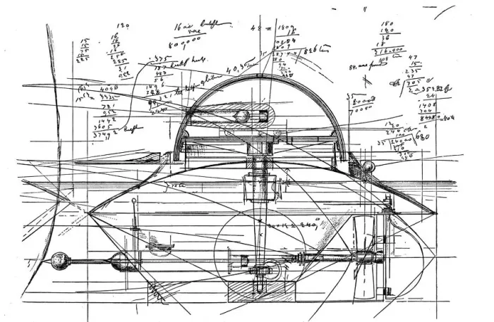 Framed Print : John Ericssons sketch for his revolving turret ship Monitor, 1890. Artist: John Ericsson Framed Print : John Ericssons sketch for his revolving turret ship Monitor, 1890. Artist: John Ericsson