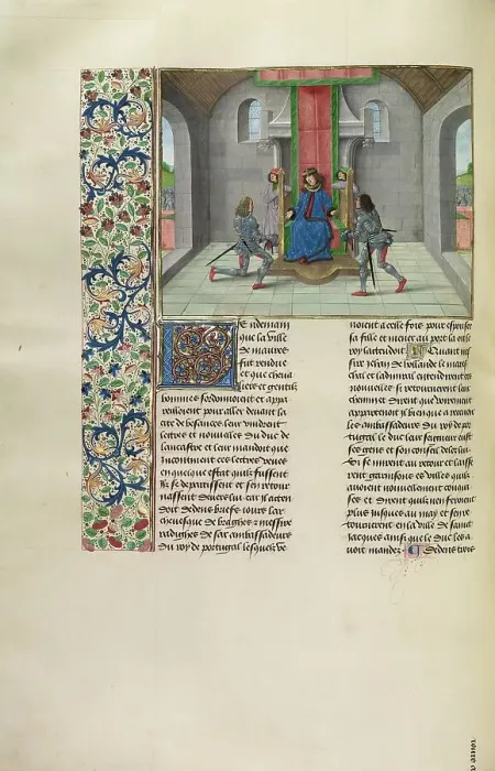 Framed Print : John of Gaunt Inviting Guests to his Daughter's Marriage to the King of Portugal, c1386, c1480-1483. Creator: Master of the Getty Froissart Framed Print : John of Gaunt Inviting Guests to his Daughter's Marriage to the King of Portugal, c1386, c1480-1483. Creator: Master of the Getty Froissart