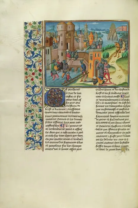Framed Print : John of Gaunt Sailing for Brest and the Battle between the English and the Bretons, c1370s. Creator: Master of the Soane Josephus Framed Print : John of Gaunt Sailing for Brest and the Battle between the English and the Bretons, c1370s. Creator: Master of the Soane Josephus