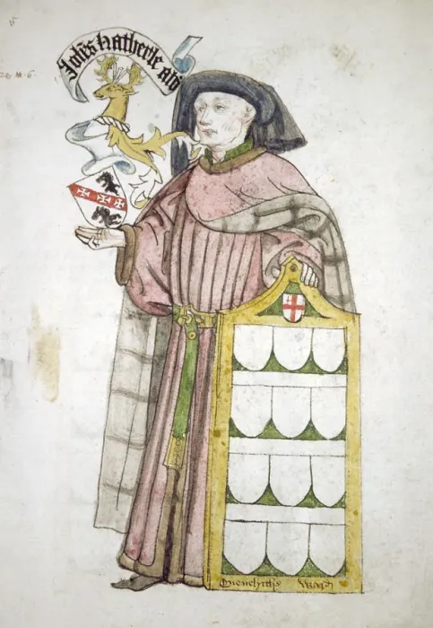 Framed Print : John Hatherle, Lord Mayor 1442-1443, in aldermanic robes, c1450 Framed Print : John Hatherle, Lord Mayor 1442-1443, in aldermanic robes, c1450