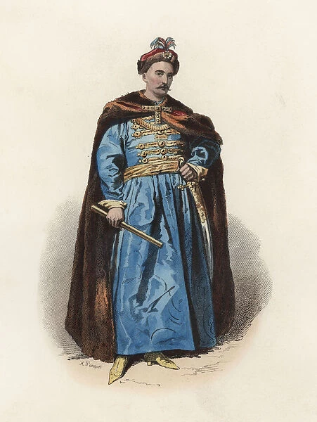 John III Sobieski, King of Poland (1629-1696), color engraving 1870