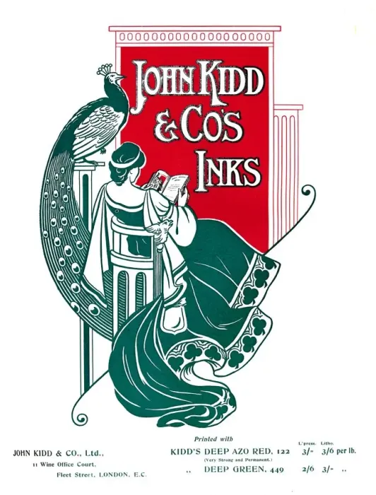 Framed Print : John Kidd & Cos Inks advert, 1907