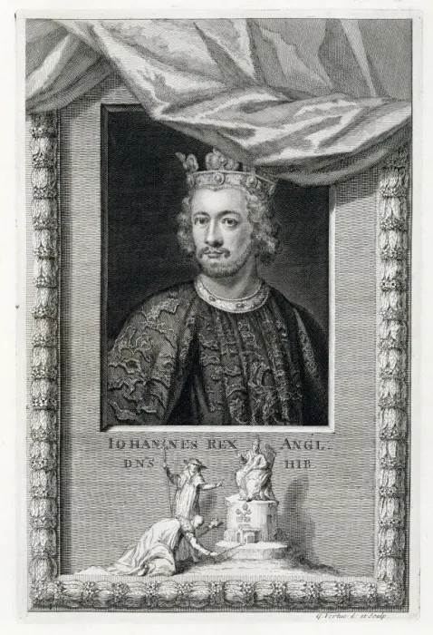 Framed Print : John, King of England, (18th century). Artist: George Vertue Framed Print : John, King of England, (18th century). Artist: George Vertue
