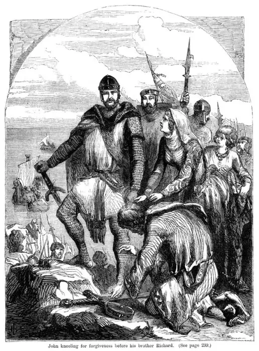Framed Print : John kneeling for forgiveness before his brother Richard Framed Print : John kneeling for forgiveness before his brother Richard