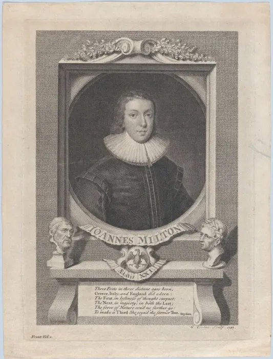 Framed Print : John Milton, Age 21, 1747. Creator: George Vertue Framed Print : John Milton, Age 21, 1747. Creator: George Vertue