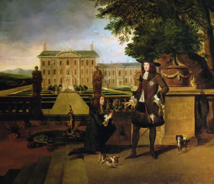 Framed Print : John Rose, the Kings Gardener, presenting Charles II with a pineapple, 17th century Framed Print : John Rose, the Kings Gardener, presenting Charles II with a pineapple, 17th century