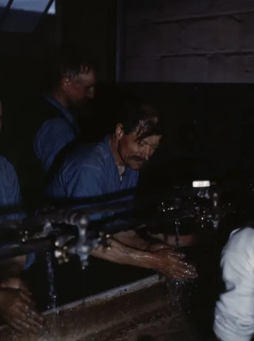 Framed Print : John Sabados washing up after a days work... Proviso yard of C & NW RR, Chicago, Ill. 1943. Creator: Jack Delano Framed Print : John Sabados washing up after a days work... Proviso yard of C & NW RR, Chicago, Ill. 1943. Creator: Jack Delano
