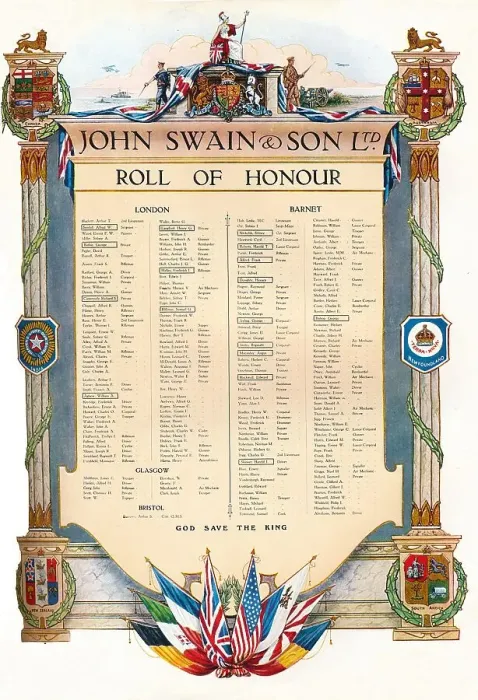 Framed Print : John Swain & Son Ltd. Roll of Honour, 1917. Artist: John Swain & Son Framed Print : John Swain & Son Ltd. Roll of Honour, 1917. Artist: John Swain & Son