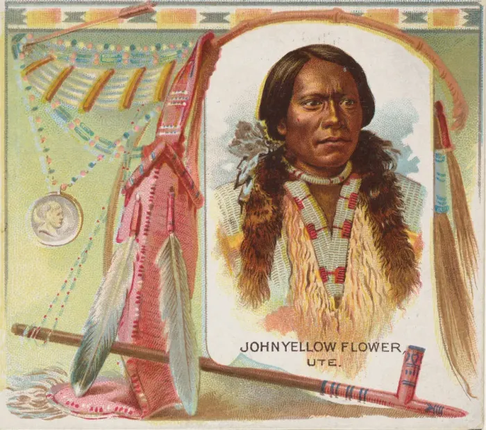 Framed Print : John Yellow Flower, Ute, from the American Indian Chiefs series (N36) for Allen & Framed Print : John Yellow Flower, Ute, from the American Indian Chiefs series (N36) for Allen &