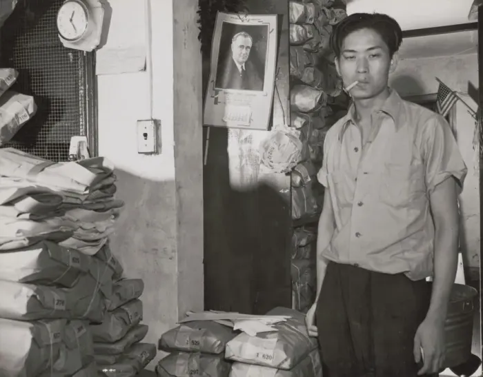 Framed Print : Johnnie Lew, owner of the laundry under the apartment of Mrs. Ella... Washington, D.C. 1942. Creator: Gordon Parks Framed Print : Johnnie Lew, owner of the laundry under the apartment of Mrs. Ella... Washington, D.C. 1942. Creator: Gordon Parks