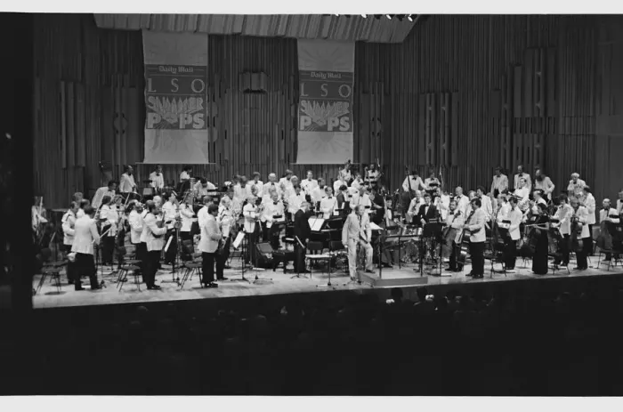 Framed Print : Johnny Dankworth and London Symphony Orchestra, Barbican, London, 1986. Artist: Brian O Connor